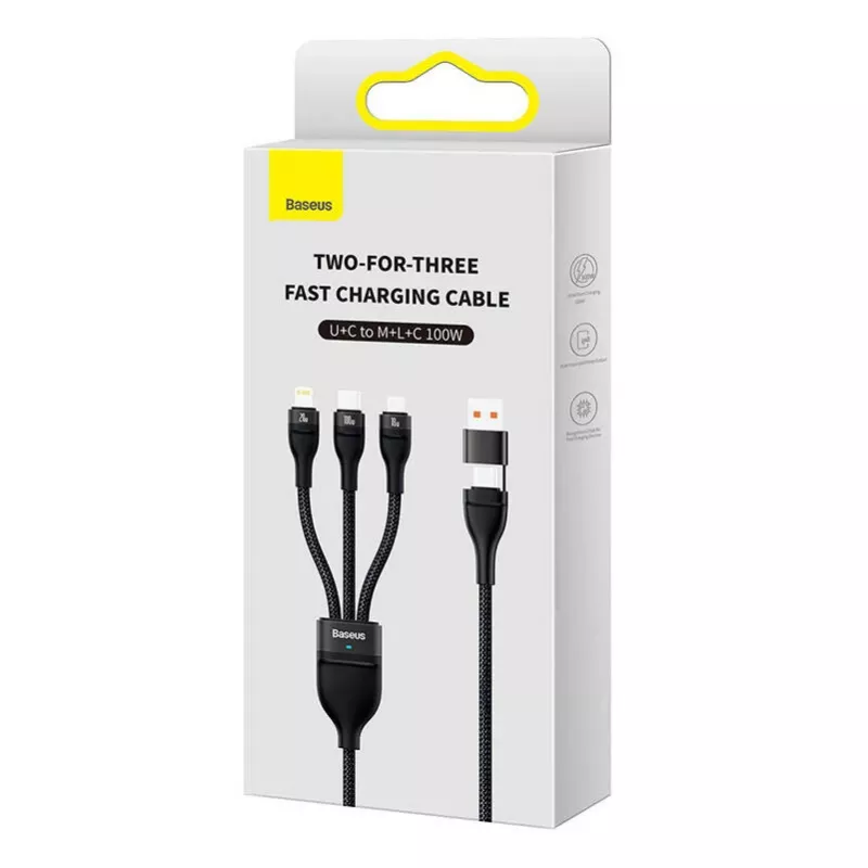 Kabel USB Baseus CASS030101 1.2m USB A/USB C USB C/Micro-USB B/Lightning Czarny