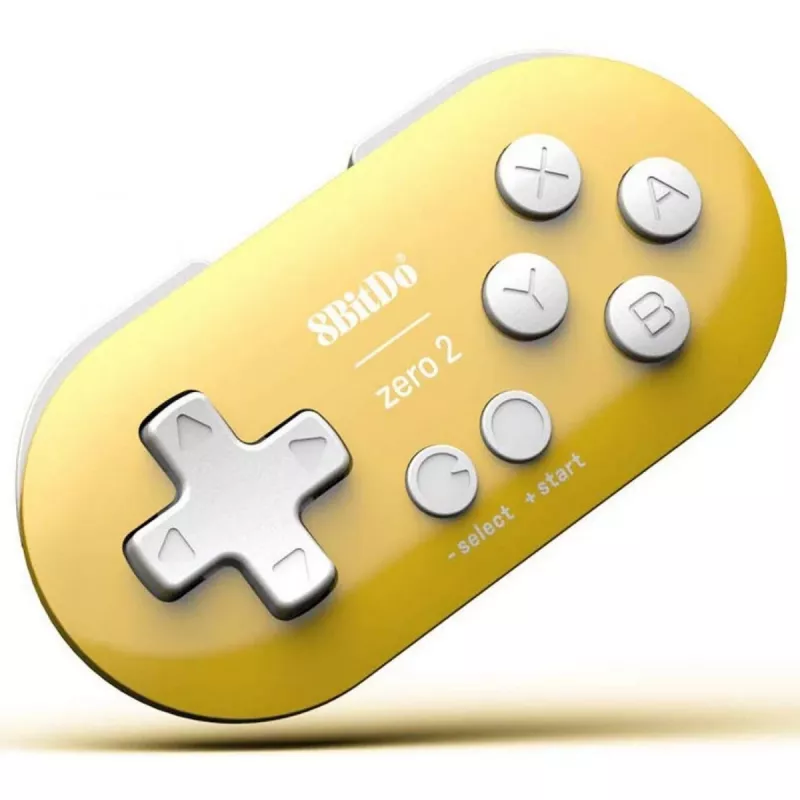 Bezprzewodowy kontroler do gier 8BitDo Zero 2 żółty — Bluetooth, kompaktowy rozmiar kieszonkowy, RET00221