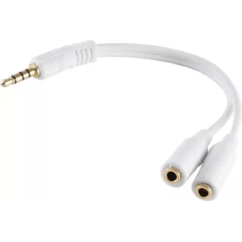 Adapter ShiverPeaks wtyk 4-biegunowy 3,5 mm na 2× gniazdo 4-biegunowe 3,5 mm, styki pozłacane, 0,2 m, biały