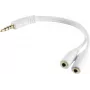 Adapter ShiverPeaks wtyk 4-biegunowy 3,5 mm na 2× gniazdo 4-biegunowe 3,5 mm, styki pozłacane, 0,2 m, biały
