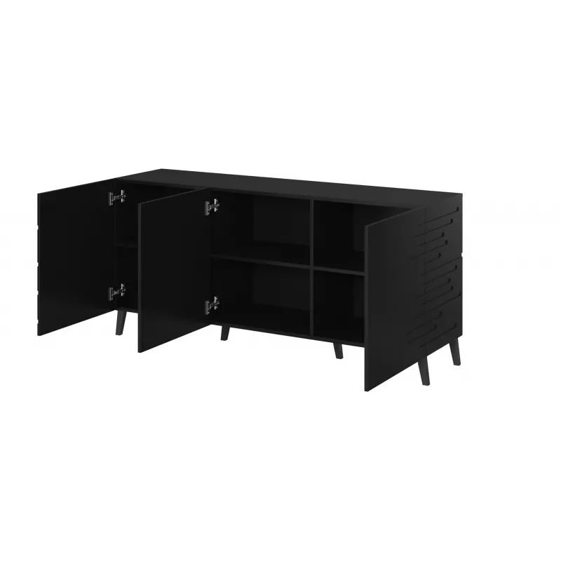 Komoda cama meble Nova 155x40x72 cm Czarny Mat, rama MDF 16 mm, drzwi 18 mm