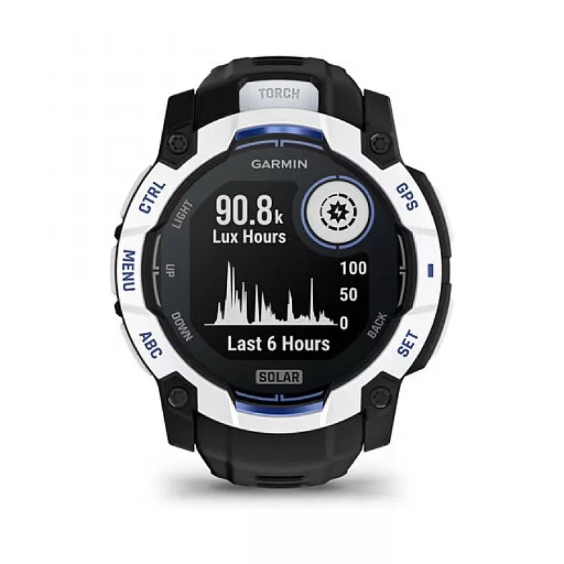 Smartwatch GARMIN Instinct 3.05 cm (1,2 cala) AMOLED 45 mm 390x390 px ekran dotykowy czarny biały GPS 4 GB 53 g pasek silikonowy