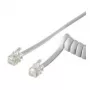 Wentronic Goobay Telefoniczny spiralny kabel do słuchawki CCA (aluminium pokryte miedzią), biały, 2 m - wtyk RJ10 (4P4C) na wtyk RJ10 (4P4C) (50246)