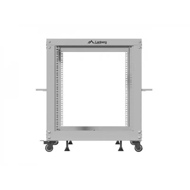 Otwarta szafa rack 19 cali LANBERG 12U, regulowana głębokość 600–1100 mm, szara