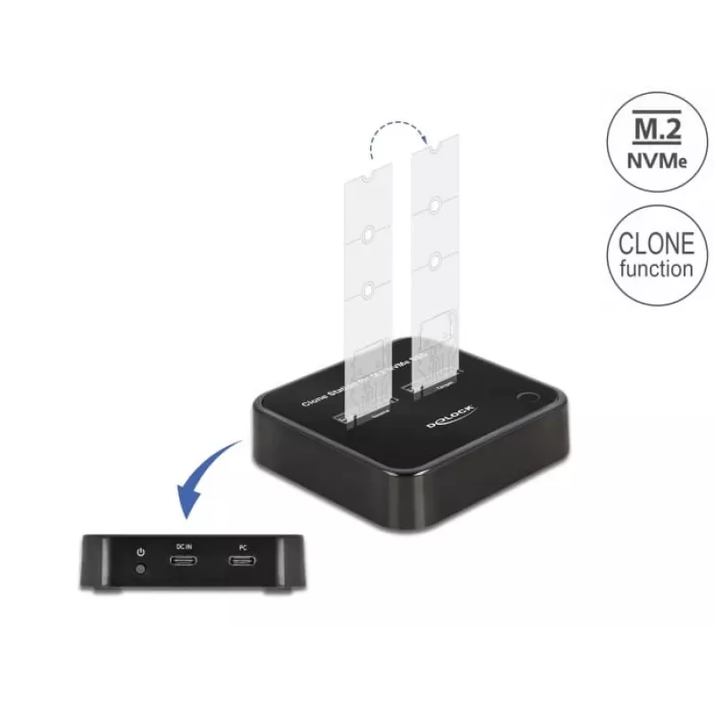 Stacja dokująca DeLOCK M.2 na 2 dyski M.2 NVMe PCIe SSD z funkcją klonowania