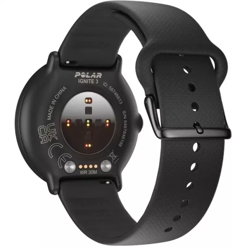 Polar Ignite 3 - Zegarek sportowy z paskiem - Silikonowy - Rozmiar paska: S/L - Wyświetlacz 3,3 cm (1,28 inch) - 32 MB - Bluetooth - 35 g - Night Black (900106234)