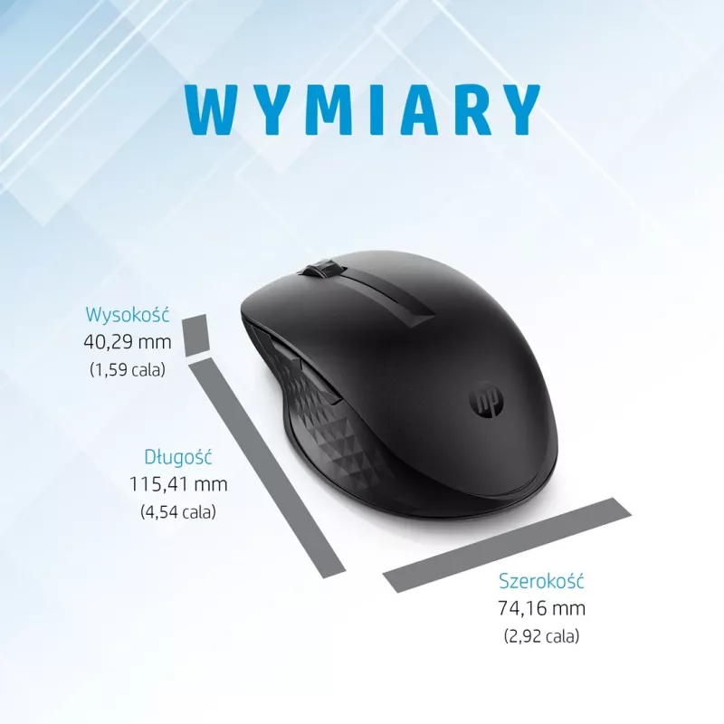 HP 435 Multi-Device Wireless mysz, symetryczna, RF Wireless + Bluetooth, 4000 DPI, czarny
