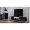Szafka TV cama meble VIVA 180 — 1800×400×370 mm, czarny blat (płyta wiórowa), czarna rama, białe akcenty