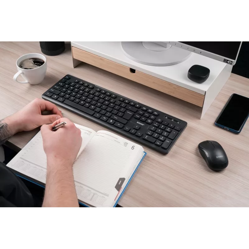 Klawiatura Savio KB-02 do domu/biura USB QWERTY Czarna