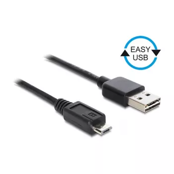 Kabel DELOCK EASY-USB 2.0 Wtyk typu A > Wtyk USB 2.0 Micro-B, 50 cm, czarny