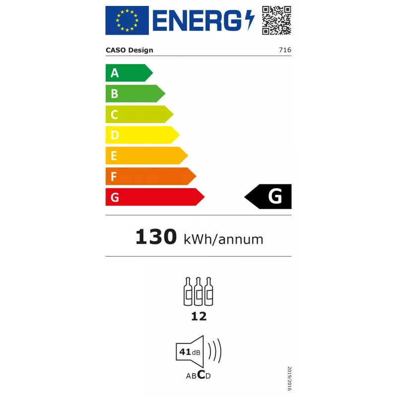 Caso | Chłodziarka do wina | WineExclusive 12 | Klasa efektywności energetycznej G | Pojemność na butelki 12 | Typ chłodzenia Technologia sprężarkowa | Czarny