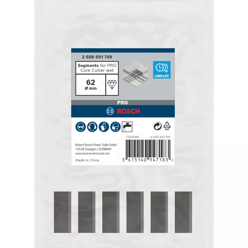 Segment diamentowy, Bosch 2608601749, 62 x 450 mm (1 1/4 cala)