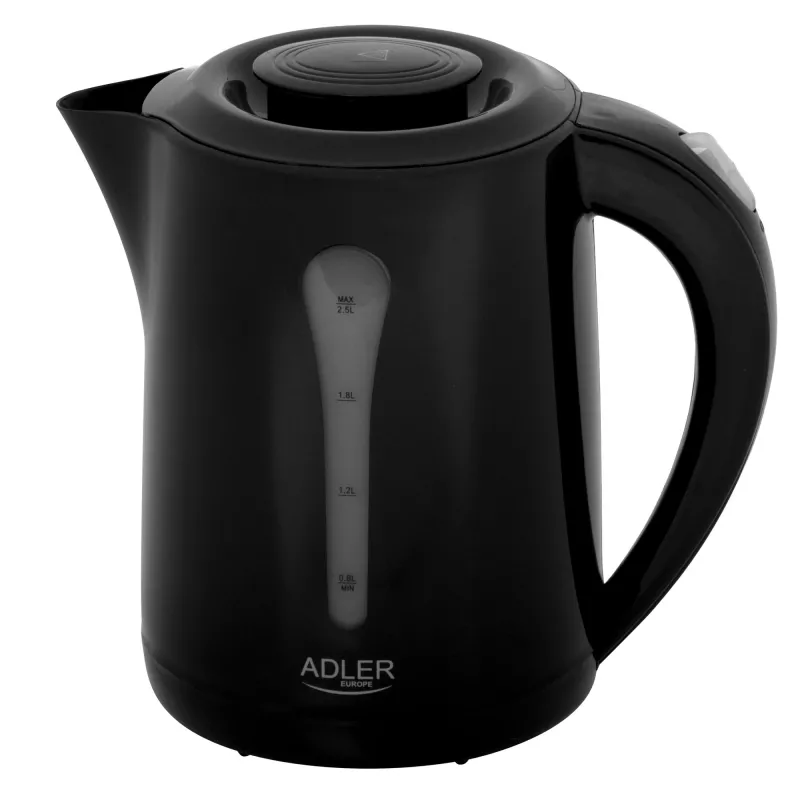 Czajnik Adler AD 1244 | Elektryczny | 1850 W | 2,5 L | Plastik | Obrotowa podstawa 360° | Czarny