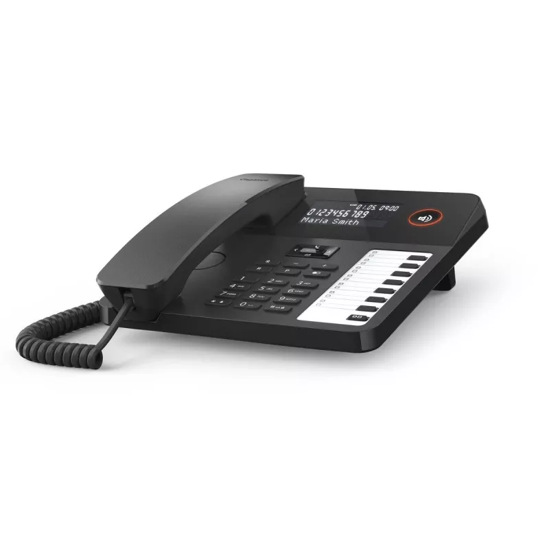 Przewodowy telefon biurkowy Gigaset DESK 600 Czarny — przewodowy telefon stacjonarny z funkcją połączeń