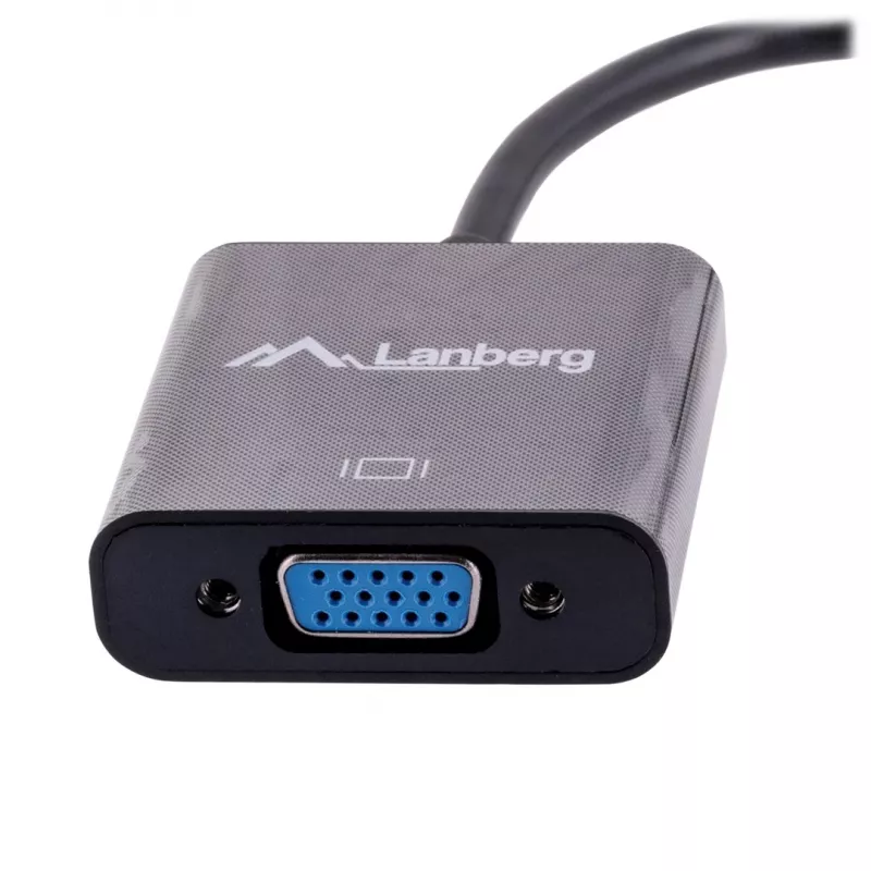 adapter kablowy VGA (D-Sub) na Mini DisplayPort LANBERG AD-0006-BK, 0,2 m, DisplayPort 1.2, 1920×1200@60Hz, żeński MiniDP, czarny
