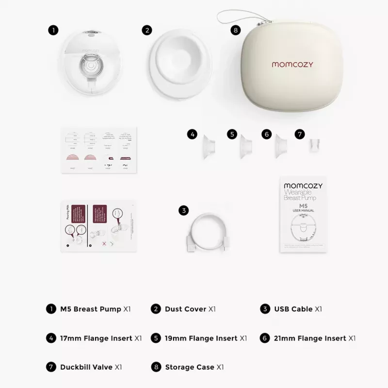 Laktator Momcozy BP179-GR00BA-A 160 ml Elektroniczny Zasilany bateriami Zasilacz sieciowy
