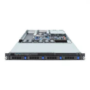 1U Rack Server Platform GIGABYTE R133-C13-ACG1 — płyta główna AMD B650E, Socket AM5, 4 gniazda DDR5 UDIMM, redundantny zasilacz 800 W, 4 wnęki 2,5/3,5 cala