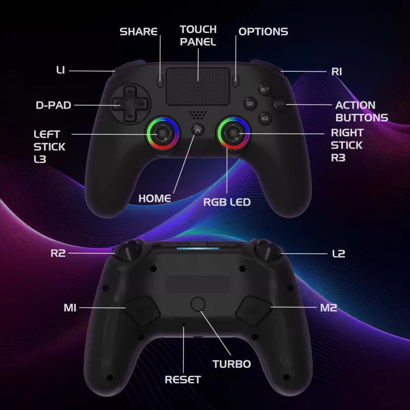 Gamepad Subsonic PS5 Wireless LED Controller Czarny D-pad Home Options Share