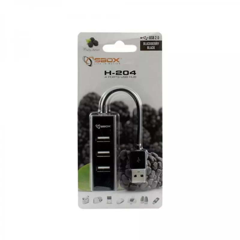 Sbox H-204 USB 4 Porty HUB Czarny