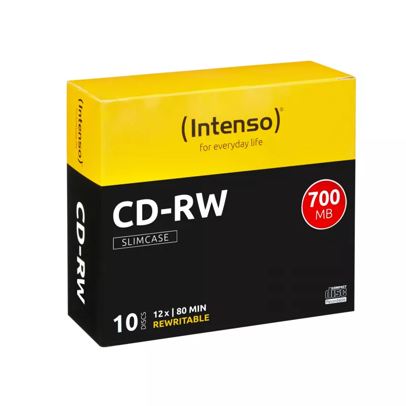 Płyty CD-RW wielokrotnego zapisu INTENSO 700 MB / 80 min, 12x, 10 szt., 120 mm (slimcase)
