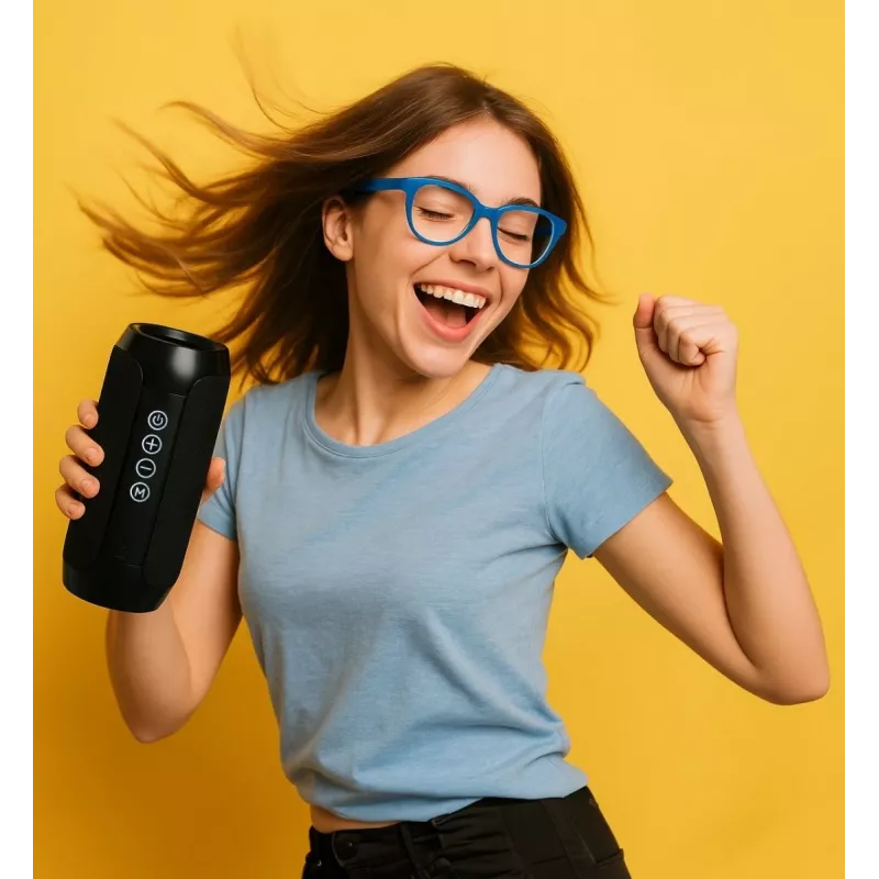 Przenośny głośnik Bluetooth stereo SQUEAK SQ1008 — 14W RMS, Bluetooth 5.3, 1200 mAh, IPX4, FM, LED, AUX, USB
