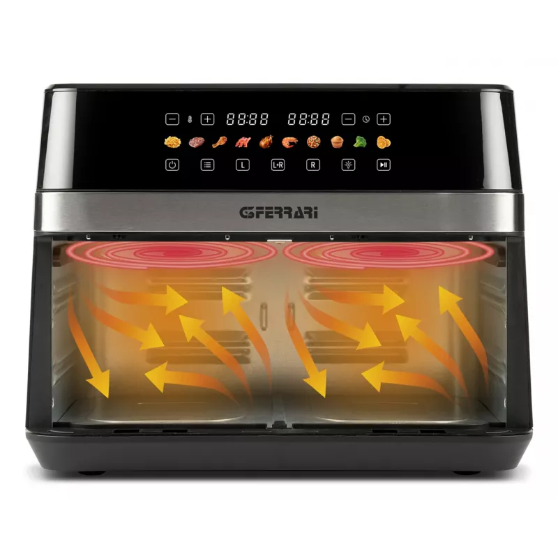 G3 Ferrari G10223 frytkownica Podwójna 12 l Wolnostojąca 2200 W Frytkownica beztłuszczowa Czarny, Stal nierdzewna