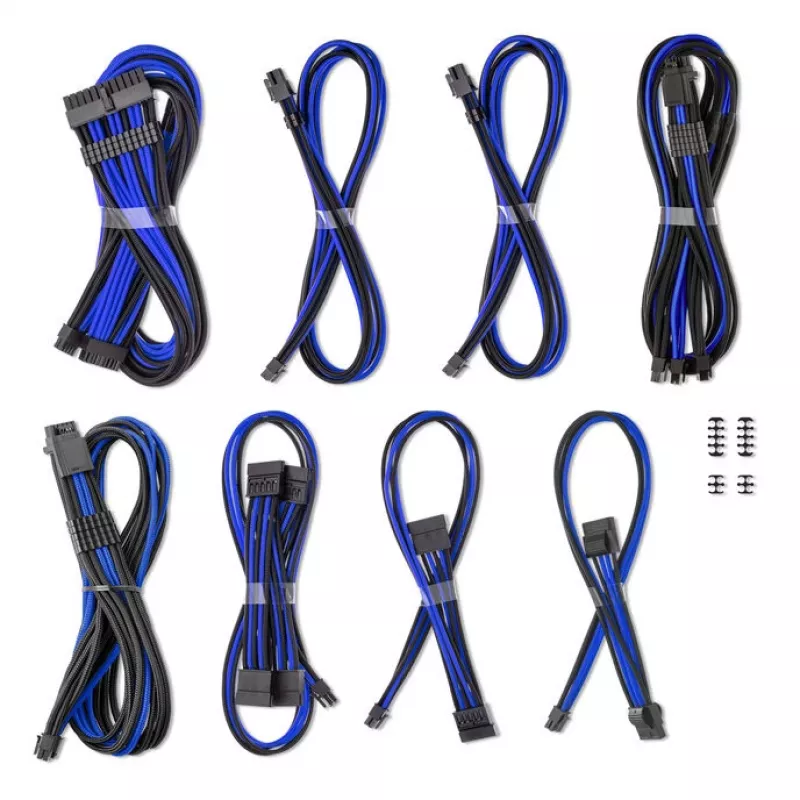 CableMod Zestaw Podwójny 12V 2x6-pin dla Corsair RMi/RMx – zestaw kabli zasilających w niestandardowym oplocie, niebieski