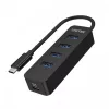Hub USB Unitek uHUB Q4 — 4-portowy hub USB 3.2 Gen 1 (Type-A), host USB-C, 5 Gbit/s, 10 W, czarny