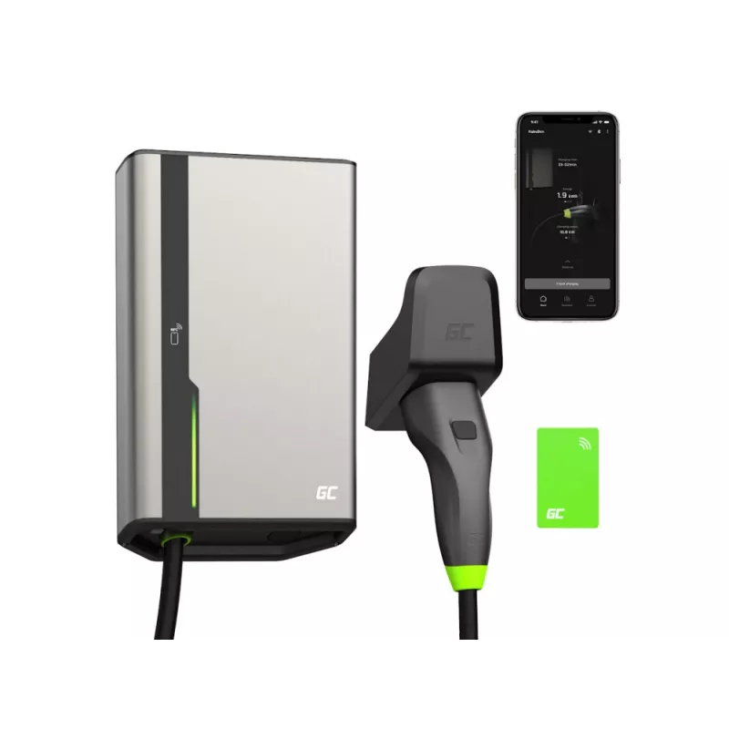 Wallbox zielony Cell GC EVGC021B2275 3.6-22 kW 7.5 m NFC szary Aluminium