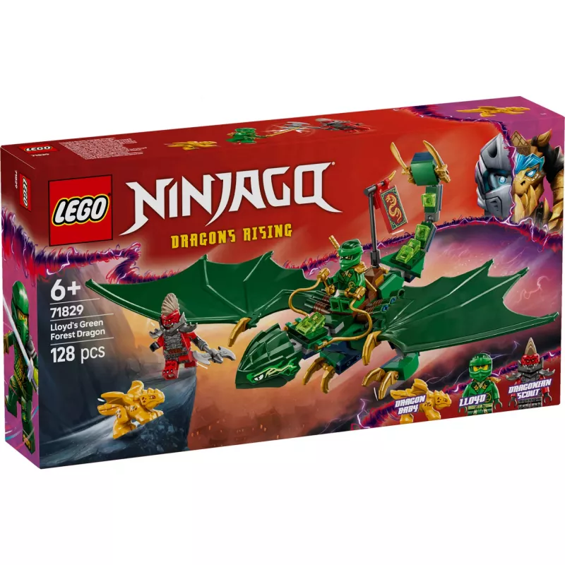 Zestaw konstrukcyjny LEGO NINJAGO 71829 Zielony Leśny Smok Lloyda, 128 elementów, 2 minifigurki, dla dzieci od 6 lat