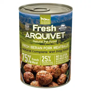 Mokra karma dla psów ARQUIVET Fresh Iberian Pork Meatballs 400 g – pełnoporcjowa karma w puszce, bezzbożowa, dla psów dorosłych