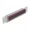 Patch panel światłowodowy DeLOCK 10 cali 12 portów SC Duplex fioletowy 1U szary