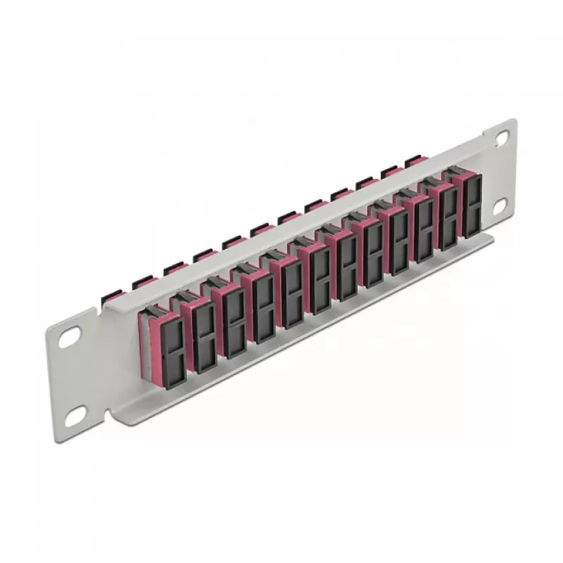 Patch panel światłowodowy DeLOCK 10 cali 12 portów SC Duplex fioletowy 1U szary