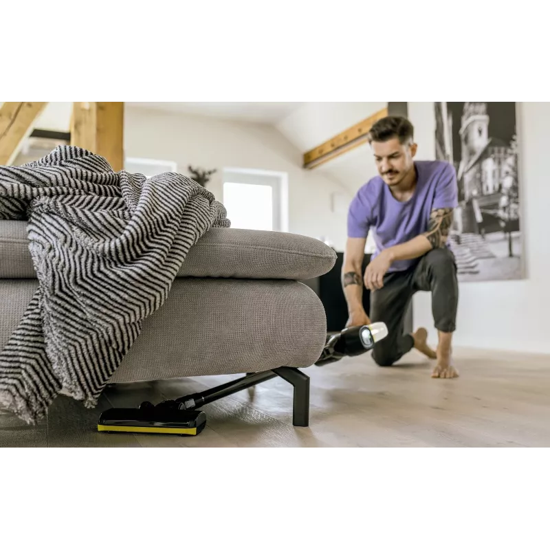 Odkurzacz pionowy Karcher 2-w-1 VC 4, bezworkowy, akumulatorowy 21,6 V Li-Ion, 30 min pracy, HEPA, 2 prędkości, żółty/czarny