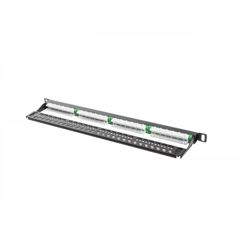 Lanberg PPU5-0024-B - RJ-45 - Kat.5, Kat.5e - Czarny - Metal - Montaż w szafie RACK - 0.5U