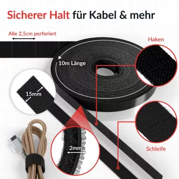 Rolka rzepu do kabli Label the kabel LTC 1410-10 — 10 m, czarny