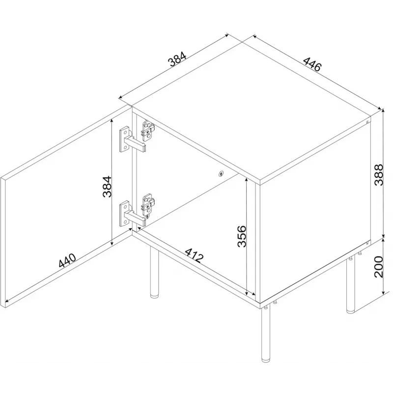 Zestaw stolików nocnych 2 szt. Cama Meble ISLA 44.5×40×59 cm czarny mat MDF/płyta wiórowa