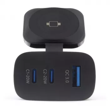 RealPower 450476 ładowarka do urządzeń mobilnych Powerbank, Smartwatch, Tablet Czarna AC Ładowanie bezprzewodowe Szybkie ładowanie Do użytku wewnętrznego