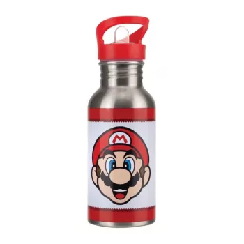 Paladone Super Mario metalowa butelka na wodę ze słomką