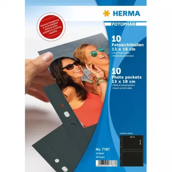 Fotograficzne kieszonki HERMA Fotophan 13x18 cm poziome czarne 10 szt.