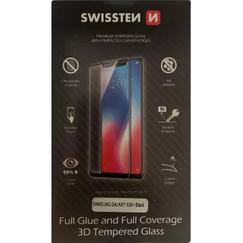 Szkło hartowane na ekran SWISSTEN do Samsung Galaxy S20+ — 3D full glue, ultra wytrzymałe, czarne