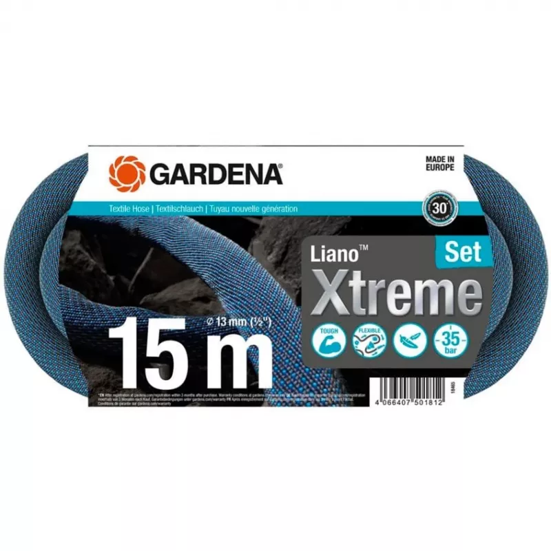 Gardena Liano wąż ogrodowy 15 m PVC Czarny Niebieski Szary