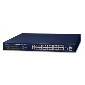PLANET GS-4210-24P2S - Przełącznik - Zarządzalny - 24 x 10/100/1000 (PoE+) + 2 x Gigabit SFP - do montażu w szafie rack - PoE+ (GS-4210-24P2S)