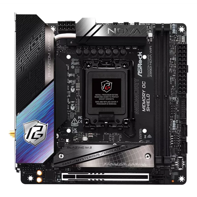 Płyta główna ASRock Phantom Gaming Z890I Nova WiFi — Intel Z890, LGA 1851, mini ITX, DDR5, 2x M.2, Wi‑Fi 6E/7, 5Gb LAN, Thunderbolt