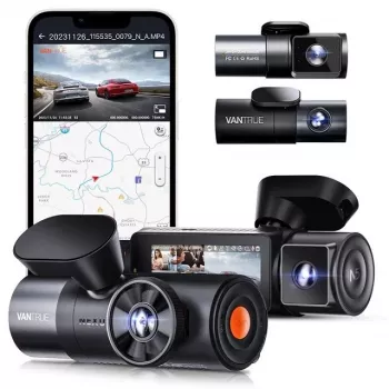 Rejestrator samochodowy VANTRUE N5 Nexus 5 — kamera samochodowa 4-kanałowa, 2592×1944 główna, 160° przód/wnętrze, GPS, Wi‑Fi, wyświetlacz IPS, MicroSD do 512 GB