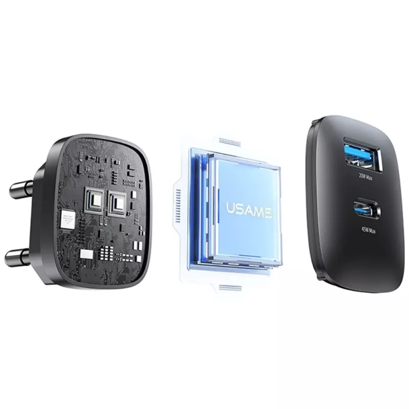 Ładowarka T66 45W GaN CC290 USB-A + USB-C
