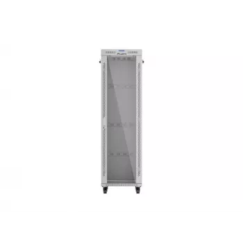 Stojąca szafa rack 19 cali 42U LANBERG 600×600 mm szara z drzwiami szklanymi i LCD (płaski Pack)