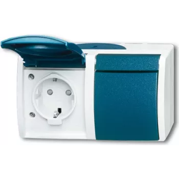 BUSCH JAEGER 20/2 EBW-53 - CEE 7/3 - 2P+E - Niebieski - Biały - IP44 - 250 V - 16 A