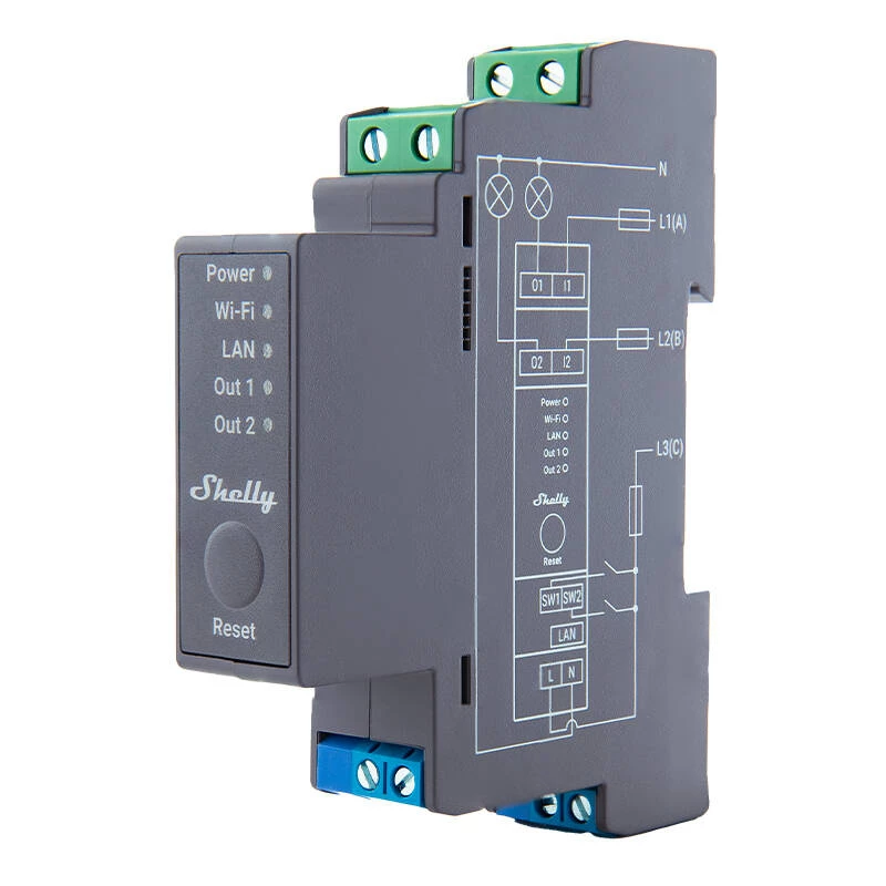 Shelly Pro 2 DIN Rail WiFi/LAN/Bluetooth Przekaźnik