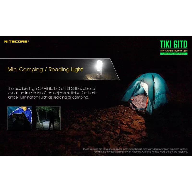 Latarka na klucze Nitecore TIKI GITD szara — ładowanie USB, 1 lm, 55 mm, 12 g, IP66